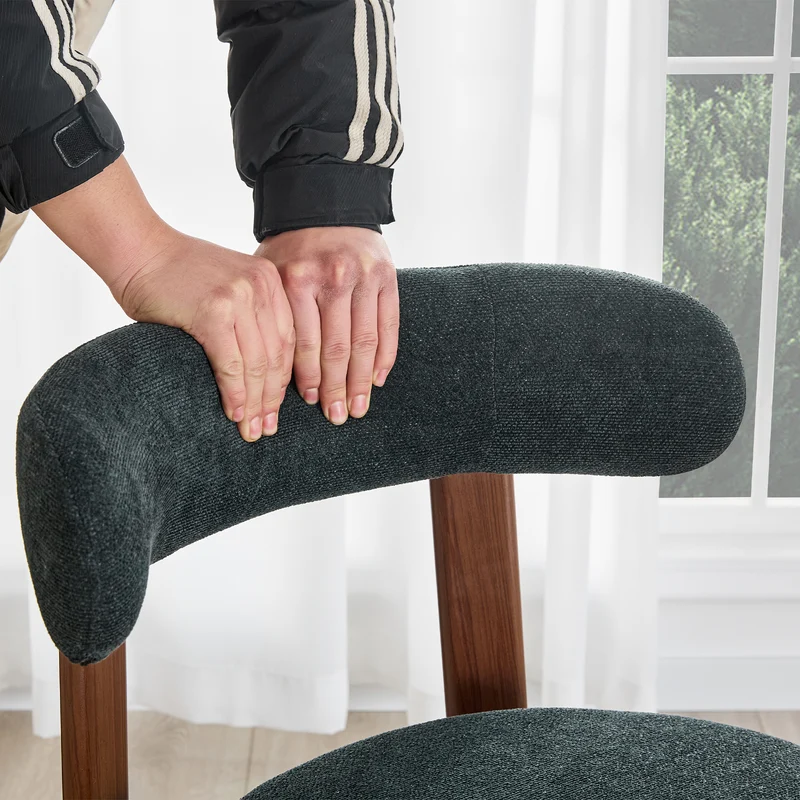 Lot de 4 chaises de salle à manger tissu noir dossier incurvé CLASSICBENCHHOME