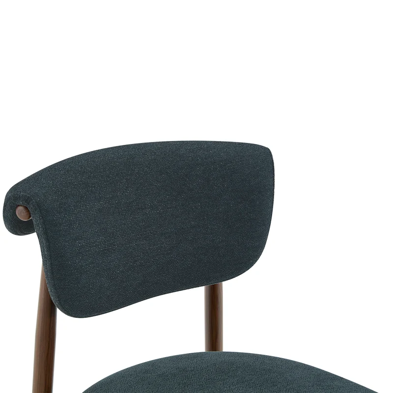 Lot de 2 chaises de salle à manger noires en lin, courbé, pieds effet noyer CLASSICBARHOME