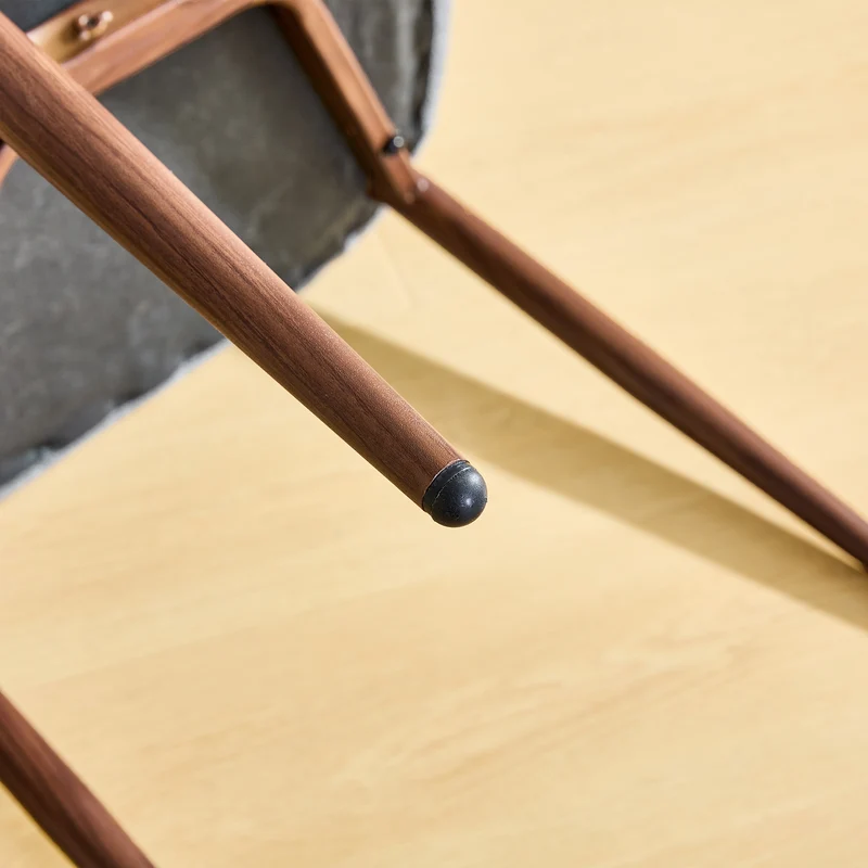 Lot de 2 chaises de salle à manger noires en lin, courbé, pieds effet noyer CLASSICBARHOME