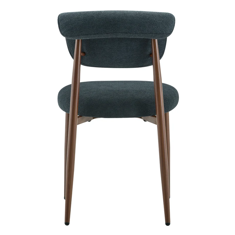 Lot de 2 chaises de salle à manger noires en lin, courbé, pieds effet noyer CLASSICBARHOME