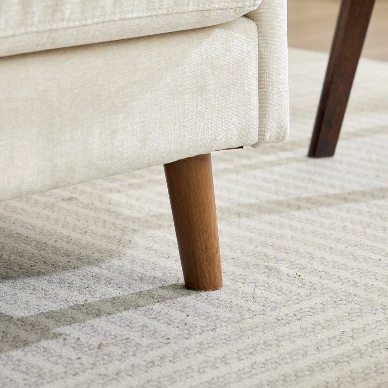 Canapé 2 places compact en chenille douce beige 124x70x85cm BIRCHTHROW