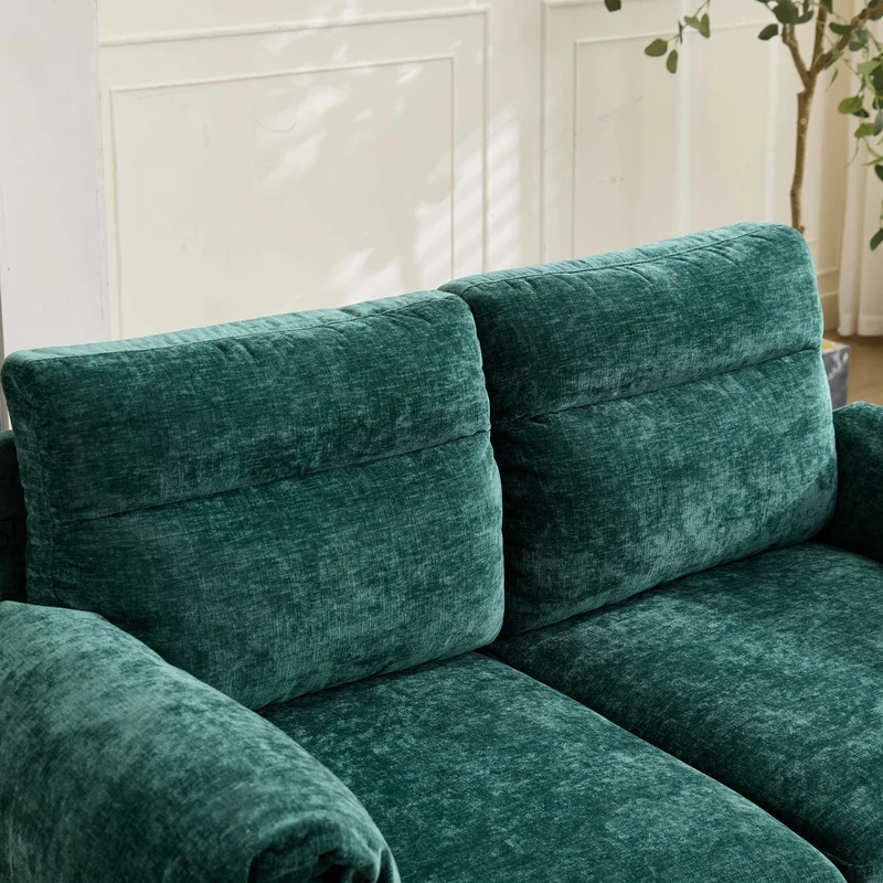 Canapé 2 places compact en chenille douce vert émeraude 124x70x85cm BIRCHSTYLE