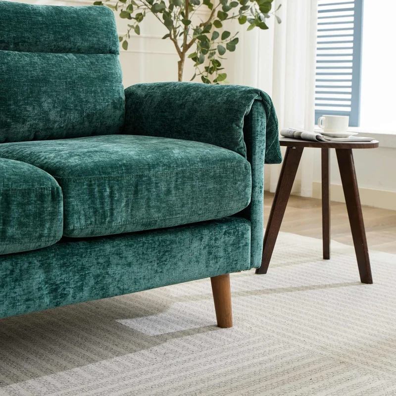 Canapé 2 places compact en chenille douce vert émeraude 124x70x85cm BIRCHSTYLE