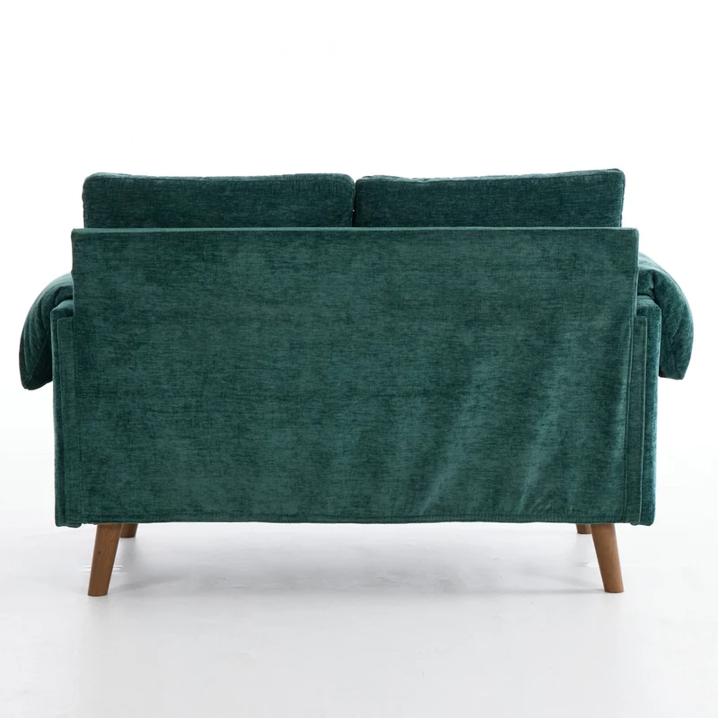 Canapé 2 places compact en chenille douce vert émeraude 124x70x85cm BIRCHSTYLE