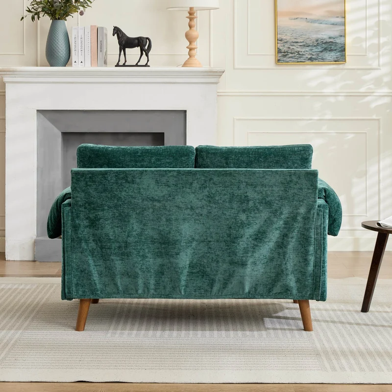 Canapé 2 places compact en chenille douce vert émeraude 124x70x85cm BIRCHSTYLE