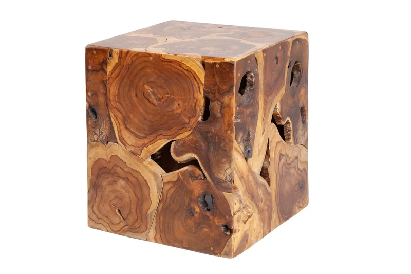 Table d'appoint solide SQUARE 40cm tabouret cube en teck