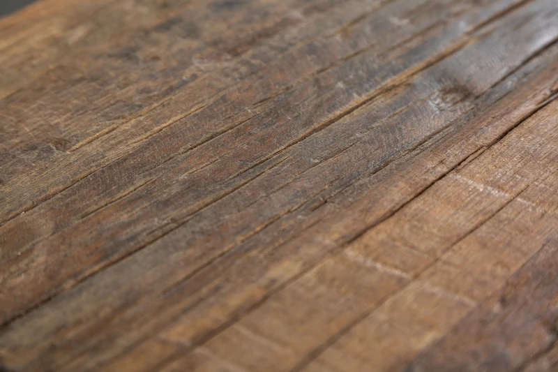 Table d'appoint industrielle BARRACUDA 40cm en bois massif recyclé avec pieds fléchis