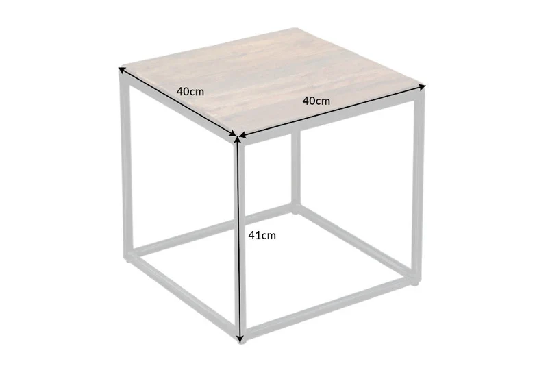 Table d'appoint industrielle BARRACUDA 40cm en bois massif recyclé avec pieds fléchis