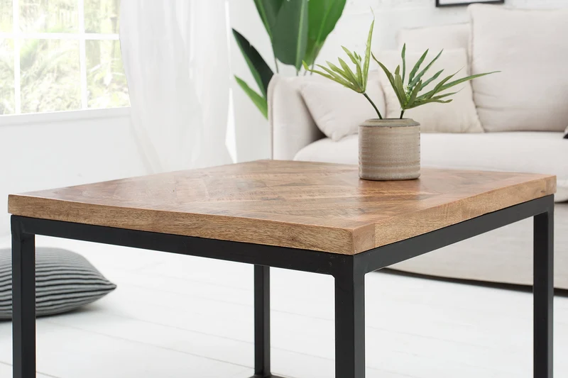 Table d'appoint solide INFINITY HOME 60cm en bois de manguier design industriel
