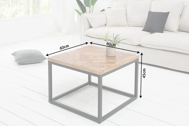 Table d'appoint solide INFINITY HOME 60cm en bois de manguier design industriel