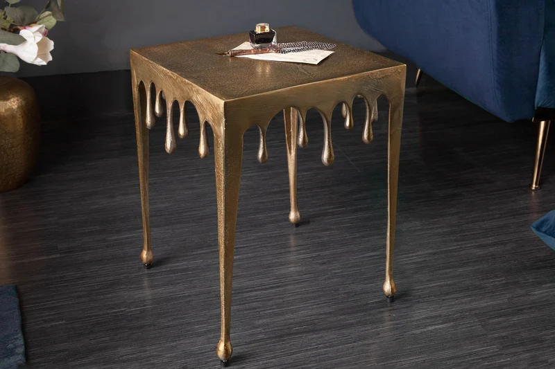 Table d'appoint extravagante LIQUID LINE S 34cm design goutte d'or