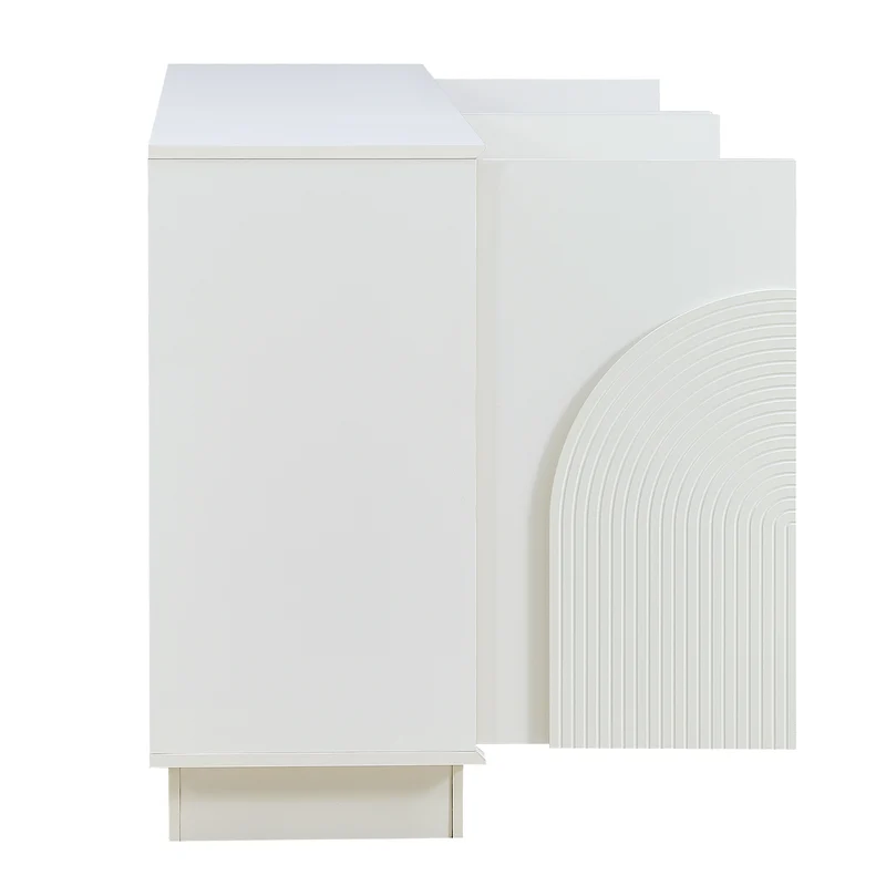 Buffet blanc moderne design arqué 4 portes 160x38x80cm BRACT