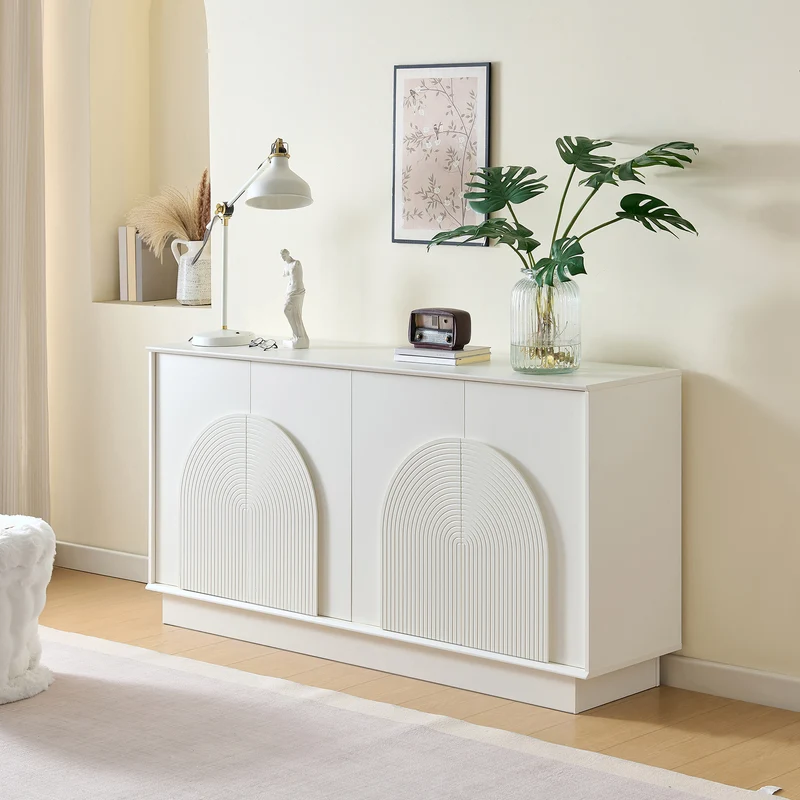 Buffet blanc moderne design arqué 4 portes 160x38x80cm BRACT