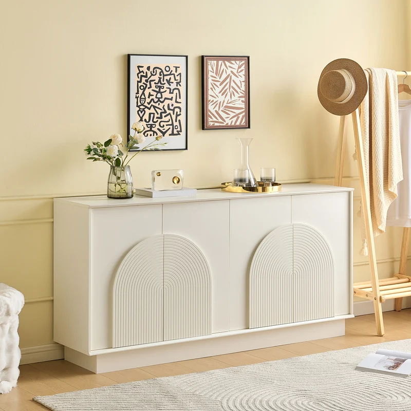 Buffet blanc moderne design arqué 4 portes 160x38x80cm BRACT