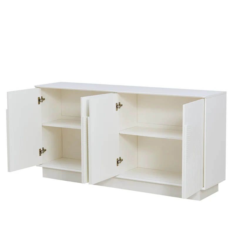 Buffet blanc moderne design arqué 4 portes 160x38x80cm BRACT