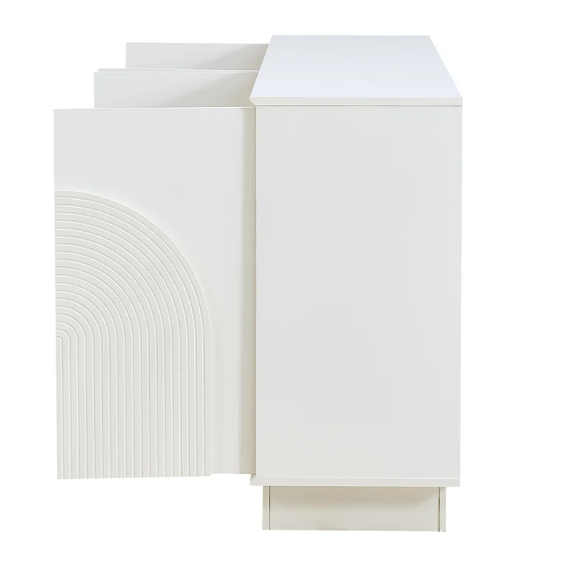 Buffet blanc moderne design arqué 4 portes 160x38x80cm BRACT