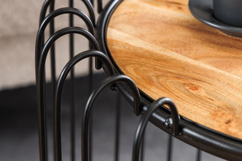 Table d'appoint industrielle TRUE ELEMENTS 50cm en bois massif d'acacia naturel