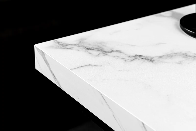 Table basse moderne ARCHITECTURE 60cm marbre blanc structure métal design