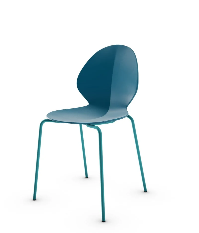 Chaise Calligaris - Basil (Bleu, Pieds en métal) CS1359