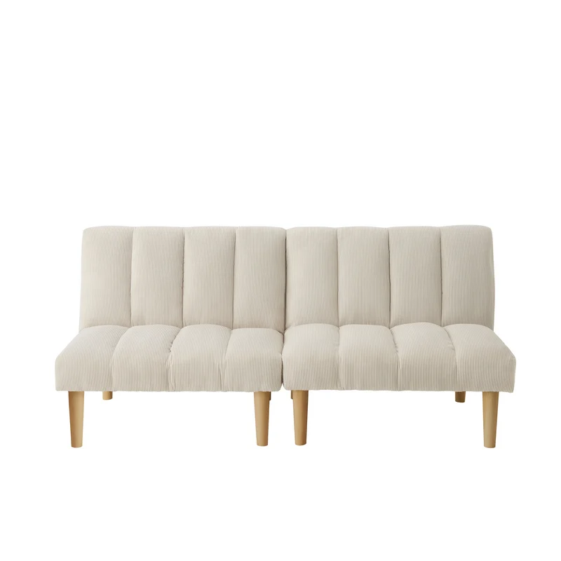 Canapé-lit 3 places clic-clac 3 positions en velours côtelé beige BIRCHPRIME