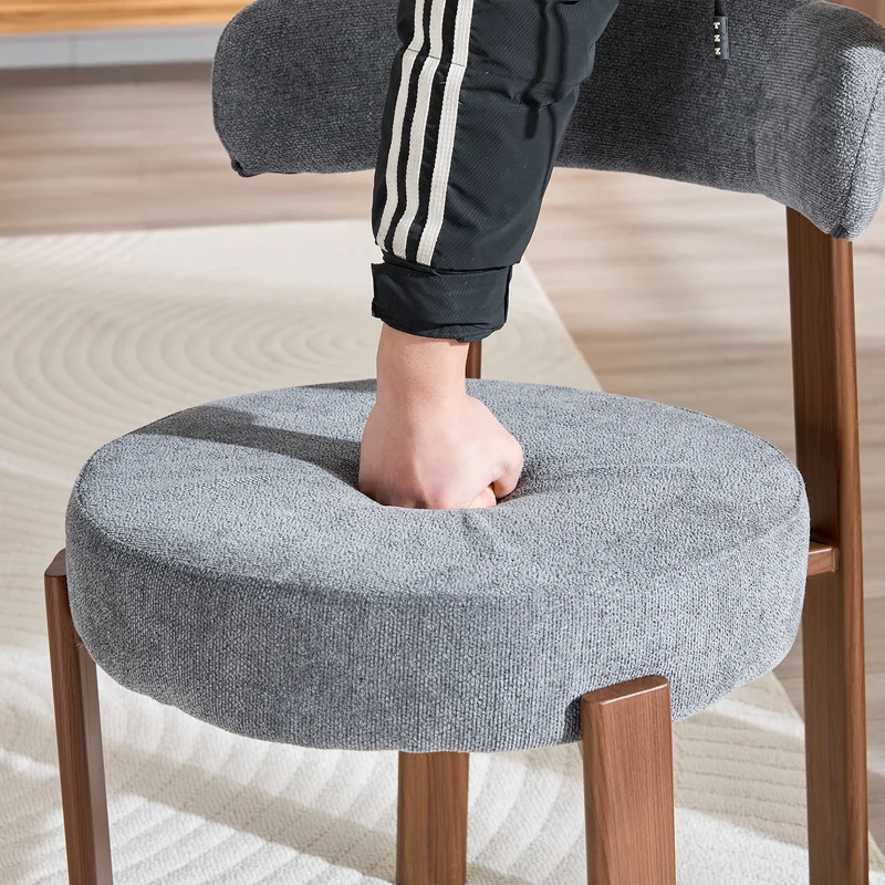 Lot de 2 chaises de salle à manger tissu gris dossier incurvé CLASSICBIRCHONE