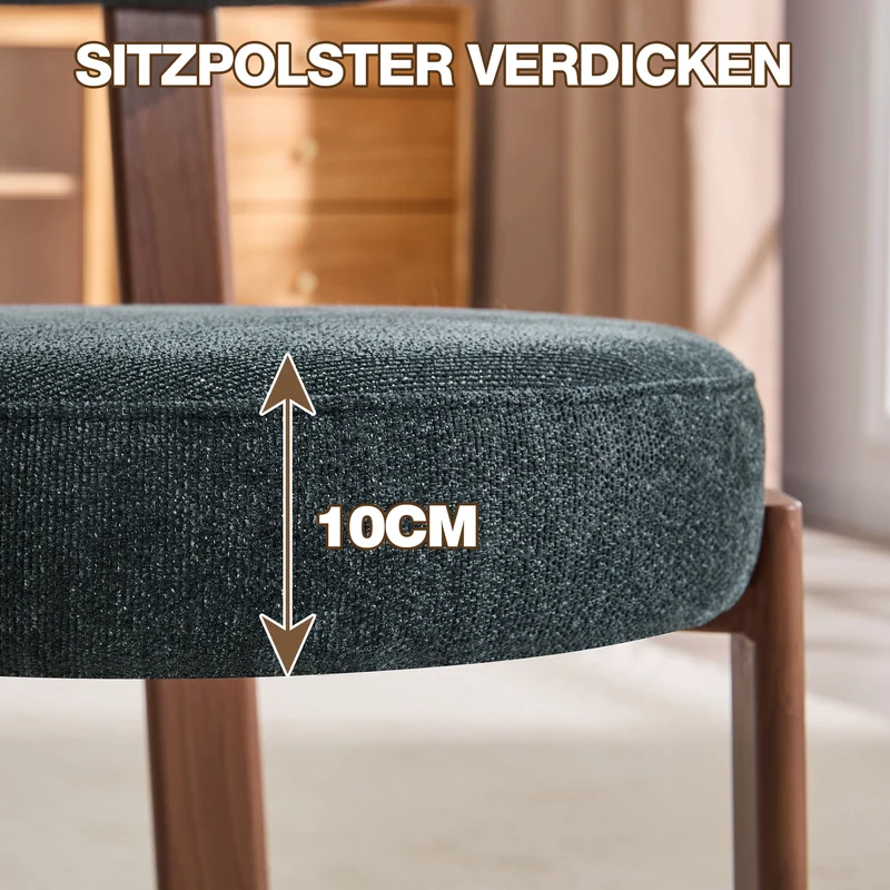 Lot de 2 chaises de salle à manger tissu noir dossier incurvé CLASSICBENCHSET