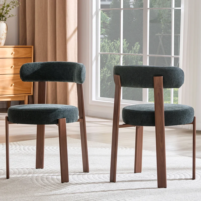 Lot de 2 chaises de salle à manger tissu noir dossier incurvé CLASSICBENCHSET