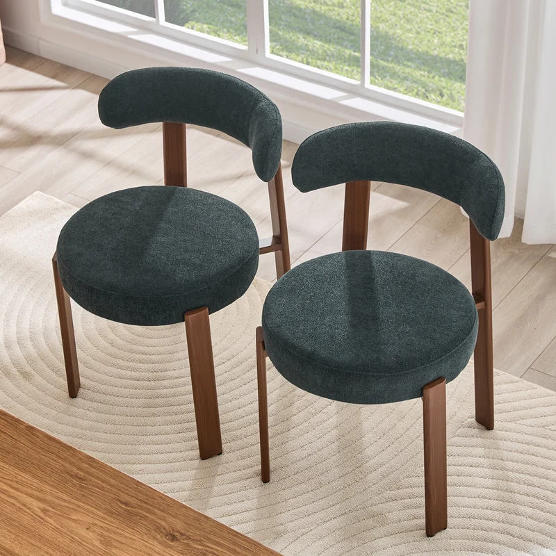 Lot de 2 chaises de salle à manger tissu noir dossier incurvé CLASSICBENCHSET