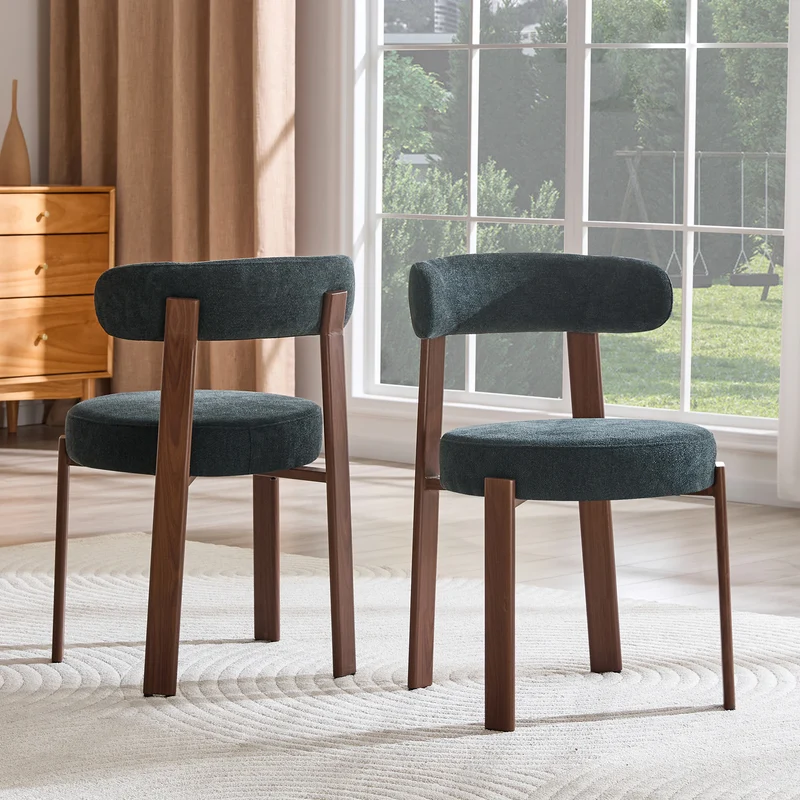 Lot de 2 chaises de salle à manger tissu noir dossier incurvé CLASSICBENCHSET