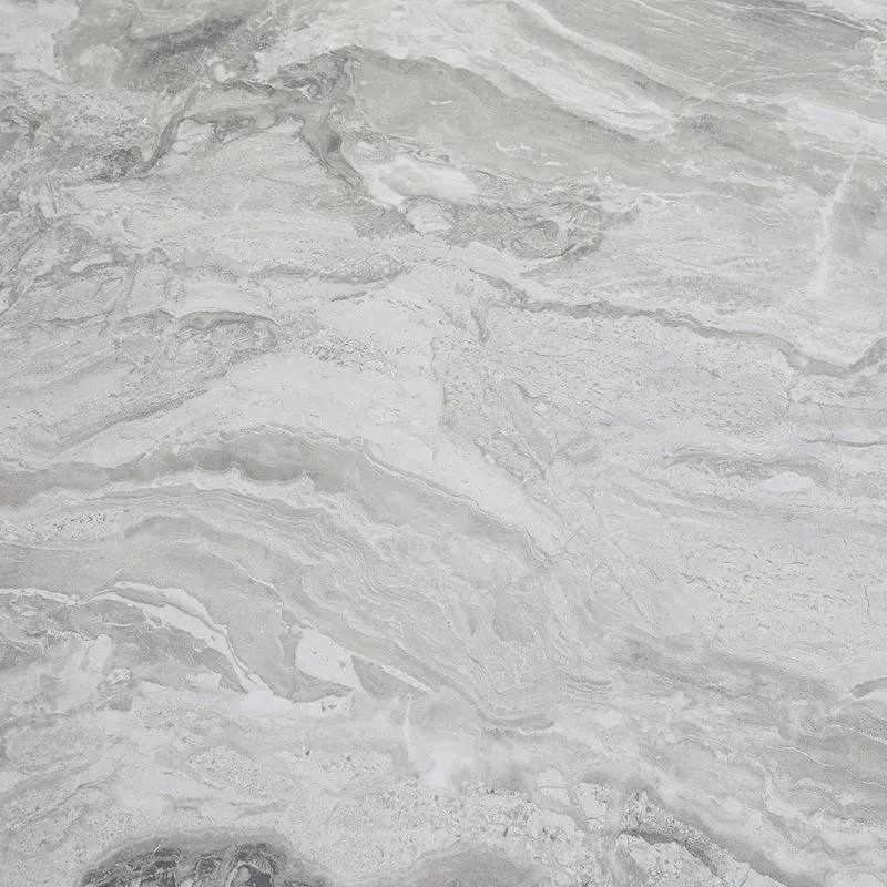 Table à manger extensible effet marbre gris, pieds en acier 99-159×74cm WETLAND