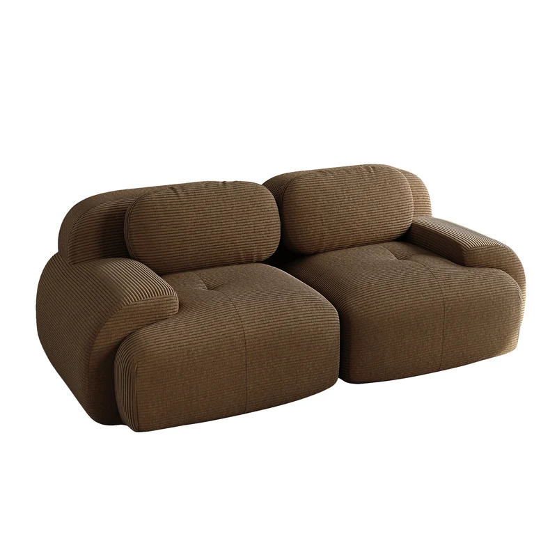 Canapé 2 places loveseat modulable en velours côtelé marron avec accoudoirs courbés, confort premium, sans montage MOMENTUMRIFTEE