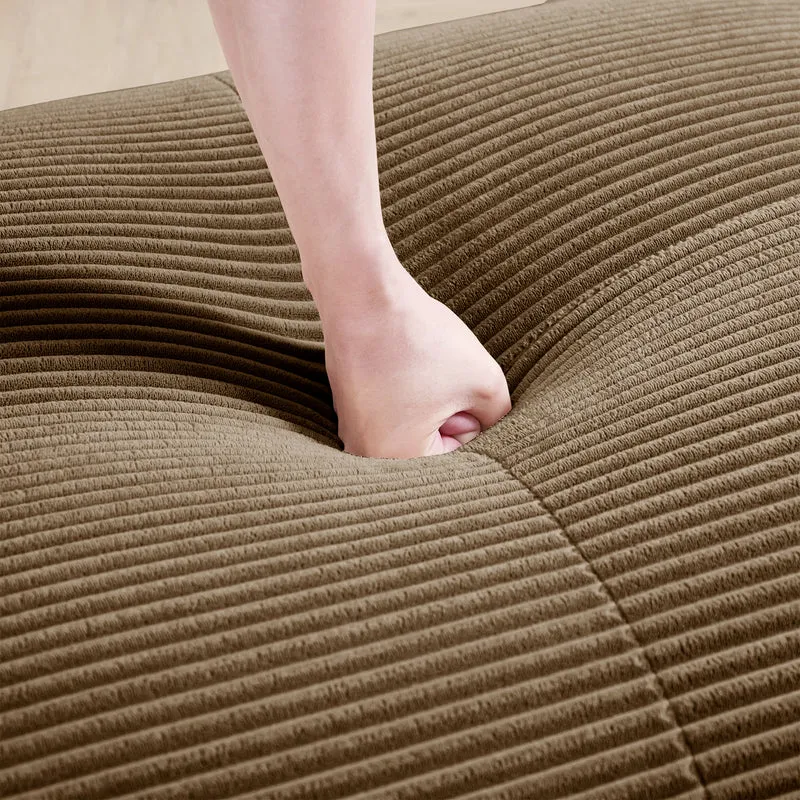 Canapé 2 places loveseat modulable en velours côtelé marron avec accoudoirs courbés, confort premium, sans montage MOMENTUMRIFTEE