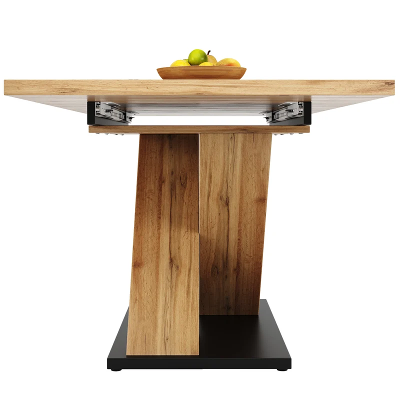 Table de salle à manger extensible effet bois naturel, pieds croisé, 6-8 personnes 119-158,5cm CLIFFPOND