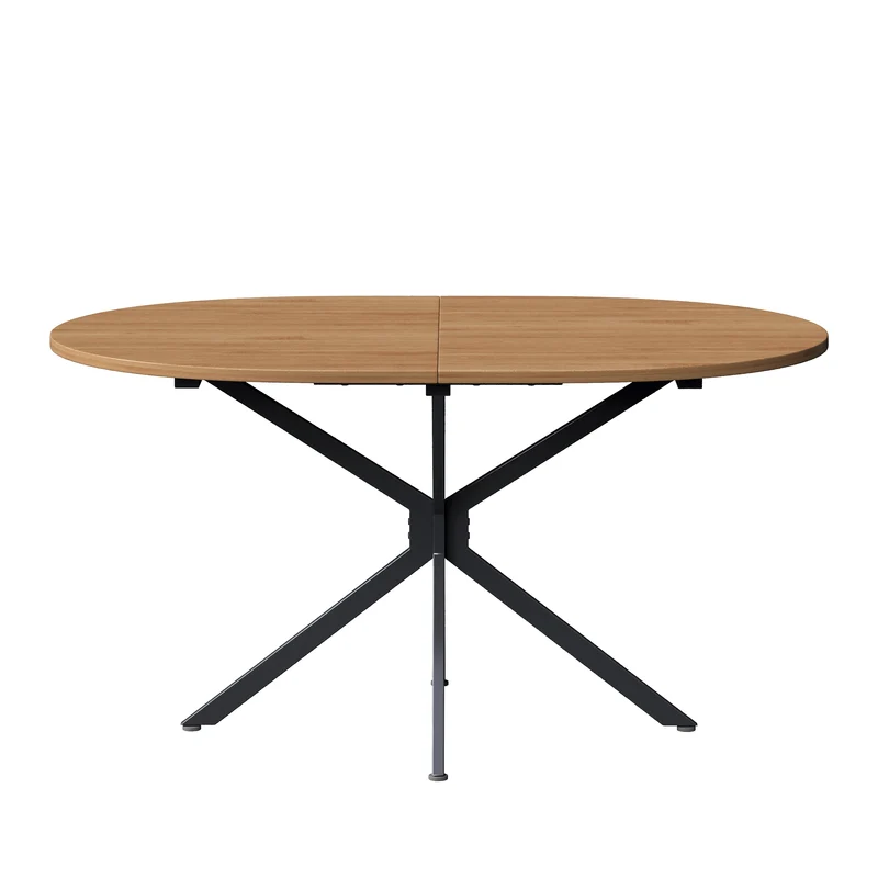 Table de salle à manger ovale effet bois, pieds en métal, 4-6 personnes 120x80cm TERRAENO