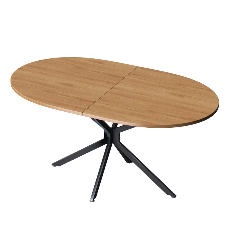 Table de salle à manger ovale effet bois, pieds en métal, 4-6 personnes 120x80cm TERRAENO