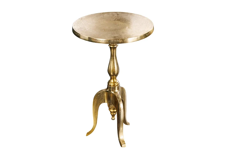 Table d'appoint baroque SAVOY 55cm métal doré trépied ronde vintage