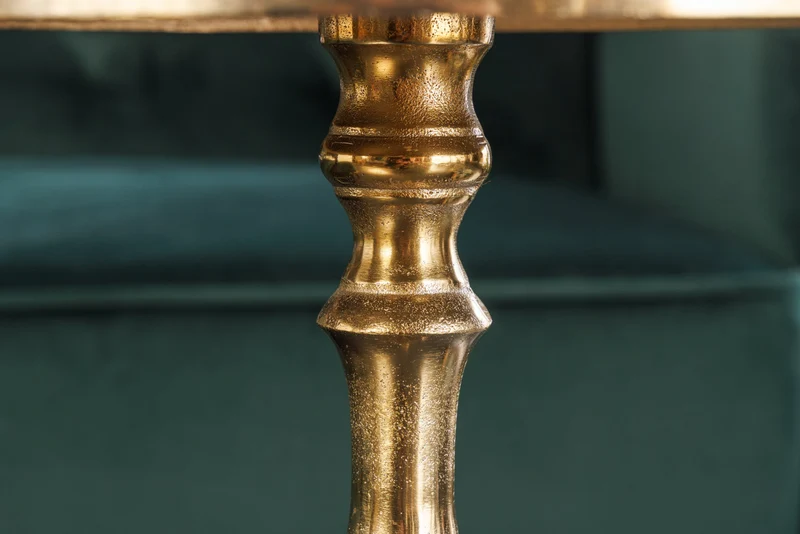 Table d'appoint baroque SAVOY 55cm métal doré trépied ronde vintage