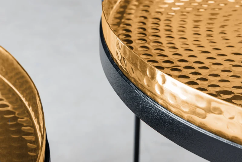 Ensemble de 2 tables d'appoint design ELEMENTS 55 cm dorées faites à la main rondes