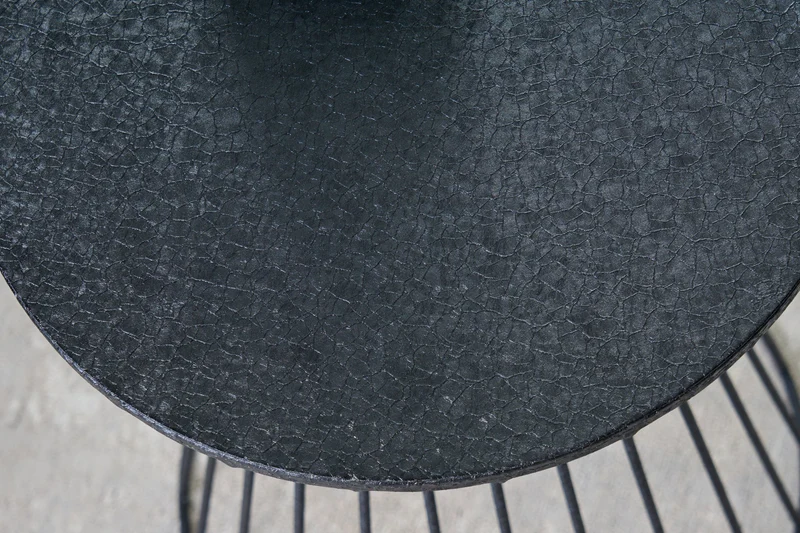 Table d'appoint ronde VARIATION 45cm structure métal noir fer fait main