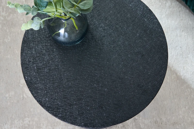 Table d'appoint ronde VARIATION 45cm structure métal noir fer fait main