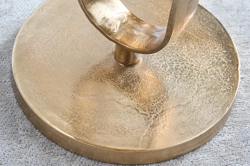 Table d'appoint ronde ELEGANCE 60cm métal doré aluminium fait main