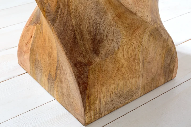 Tabouret massif TWIST 45cm en bois de manguier naturel table d'appoint faite main