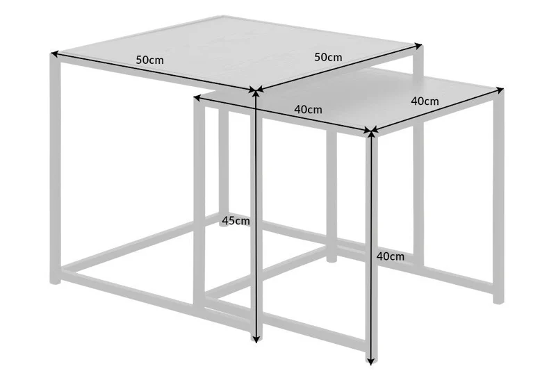 Lot de 2 tables d'appoint SLIM LINE 50cm tables basses en métal graphite
