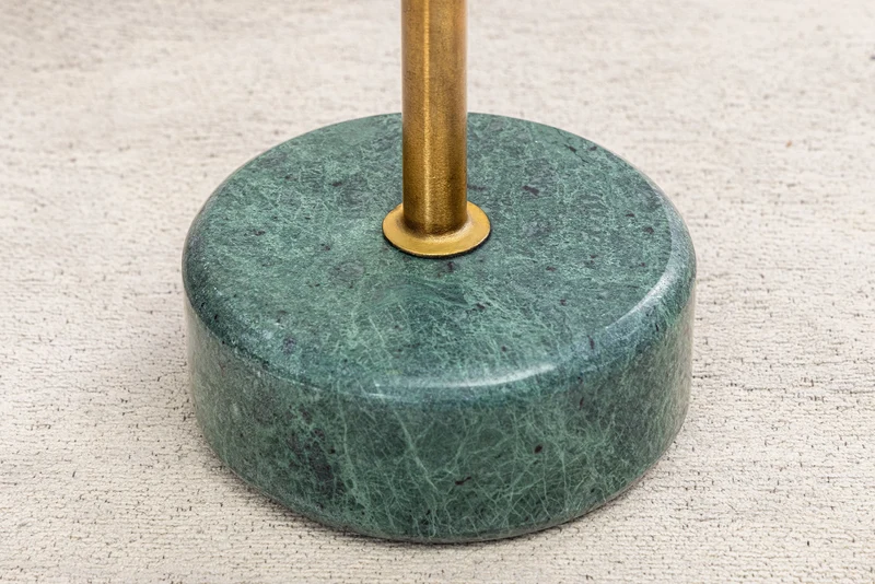 Table d'appoint ronde TRAYFUL 60cm laiton antique fer base marbre vert fait main