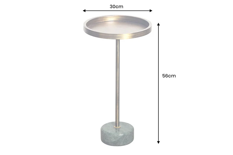 Table d'appoint ronde TRAYFUL 60cm laiton antique fer base marbre vert fait main