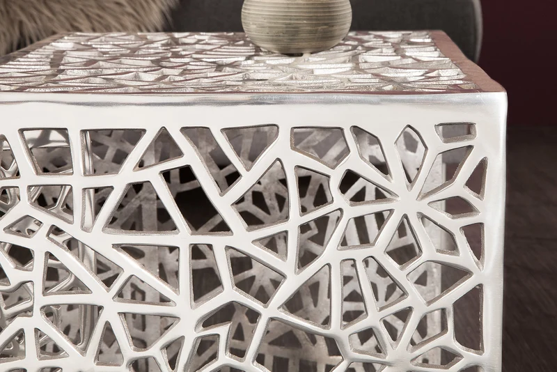 Table basse artisanale ABSTRACT 49cm lot de 2 argent au design Gap