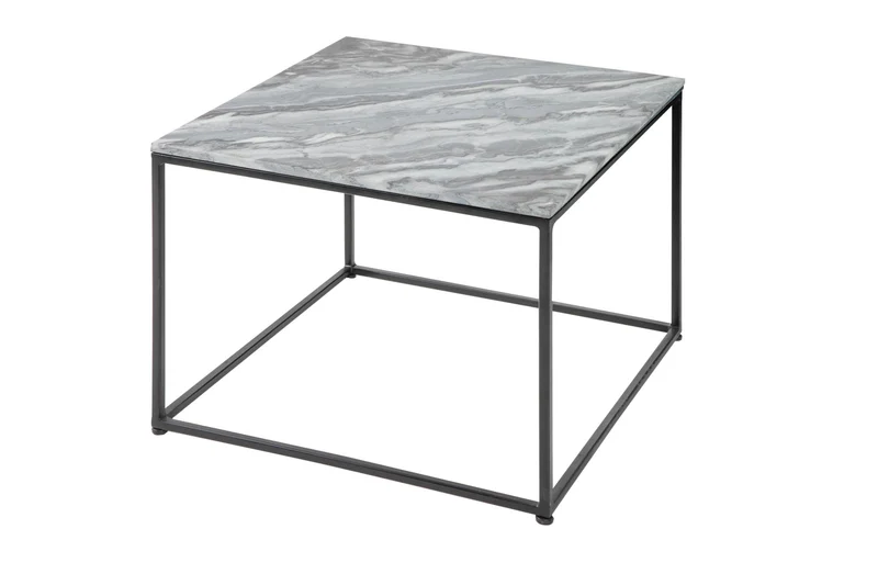 Table basse élégante ELEMENTS 50cm grise avec plateau en marbre poli