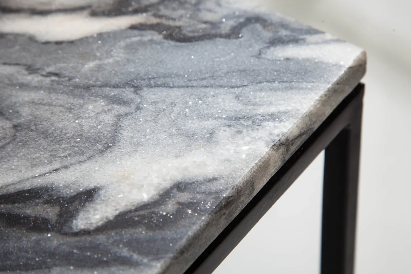 Table basse élégante ELEMENTS 50cm grise avec plateau en marbre poli