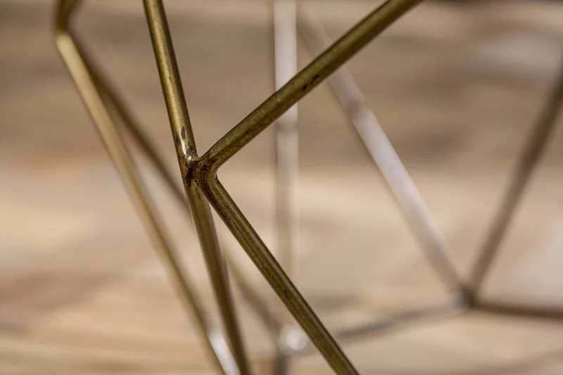 Élégante table basse DIAMOND 70cm en laiton vert avec plateau en marbre