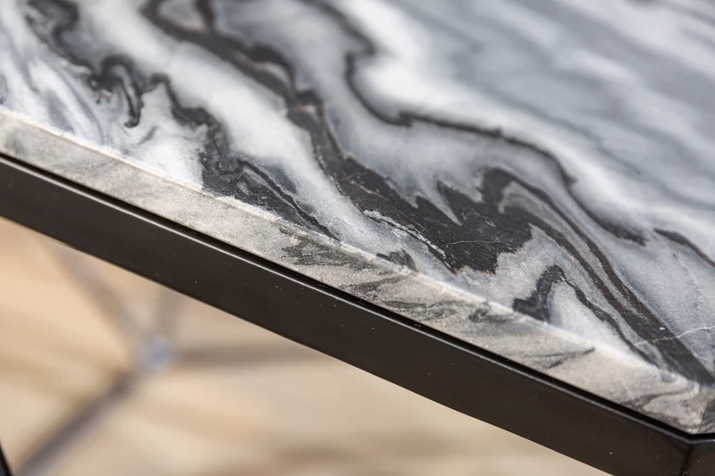 Elégante table basse DIAMOND 70cm gris noir avec plateau en marbre